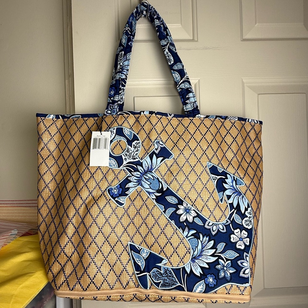 NWT Vera Bradley Tropics Tapestry Beach Bag Straw Tote Retired RARE!